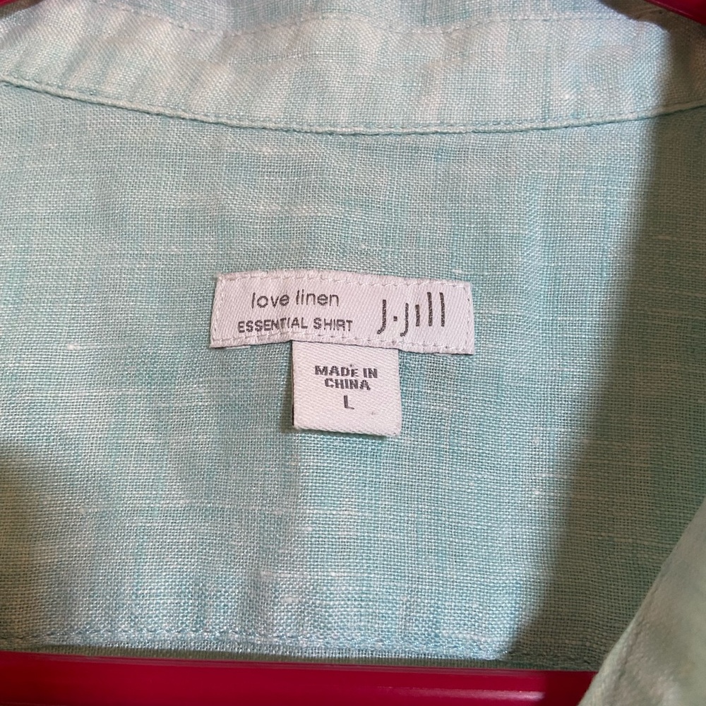 J. Jill Seafoam Button-Down Linen Shirt size:L - Picture 6 of 10